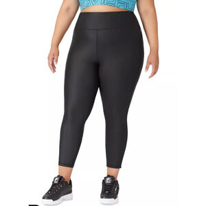 FILA Black Night Out Leather Look 7/8 Training Gym Workout Leggings NWT 3X NWT